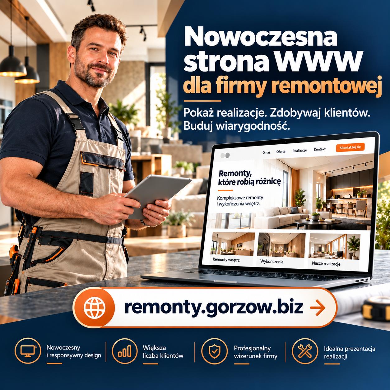 strona www dla firmy remontowo budowlanej, wdrożenie
